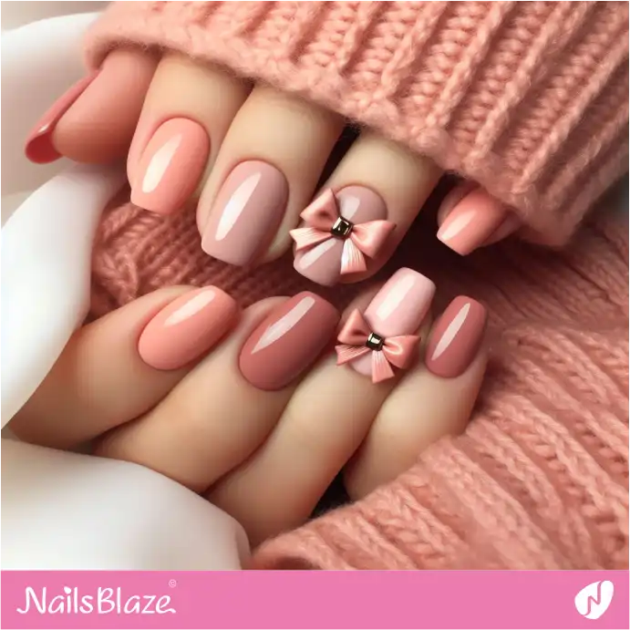 Peach Fuzz and Pink Nails Bow Charms Design | Color of the Year 2024 - NB1935